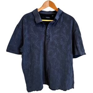 Greg Norman Polo Shirt Men’s M‎ Gray Textured Leaf Print Golf Casual